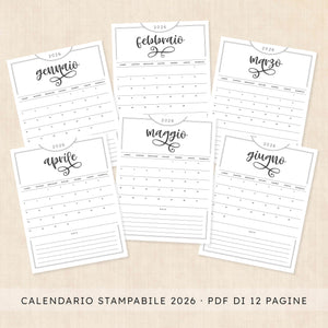 Calendario 2026 da stampare