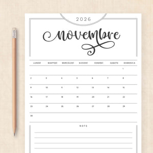 Calendario 2026 da stampare
