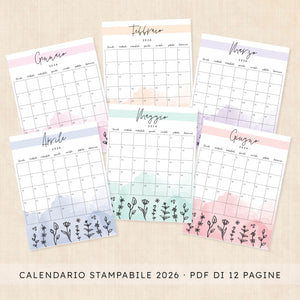 Calendario 2026 da stampare
