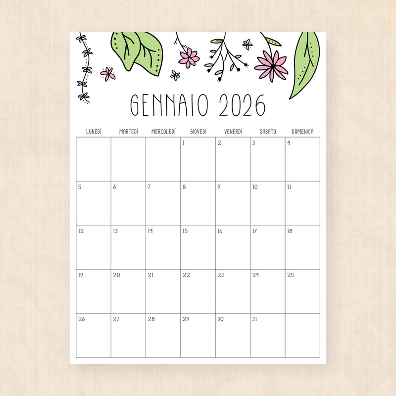 Calendario 2026 da stampare