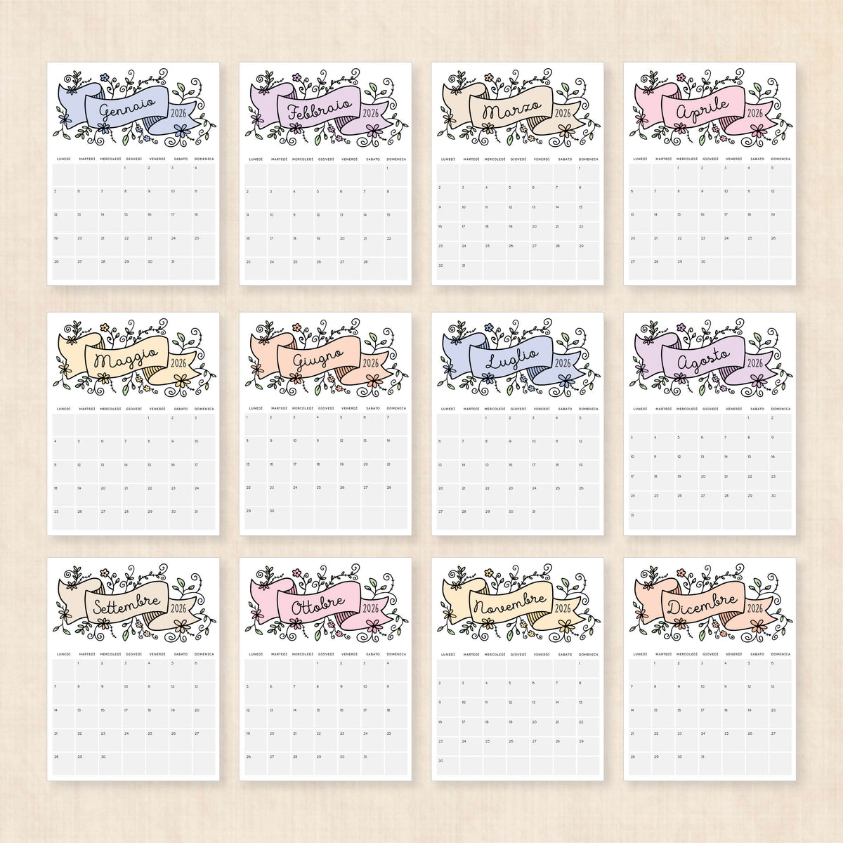 Calendario 2026 da stampare