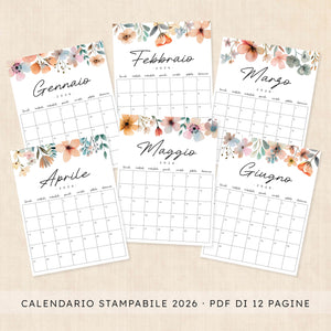 Calendario 2026 da stampare