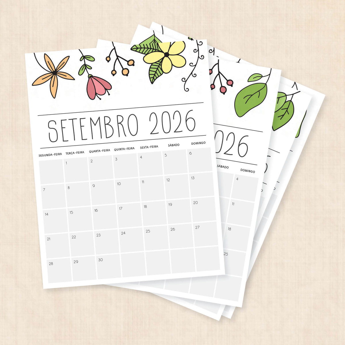 calendário 2026 para imprimir