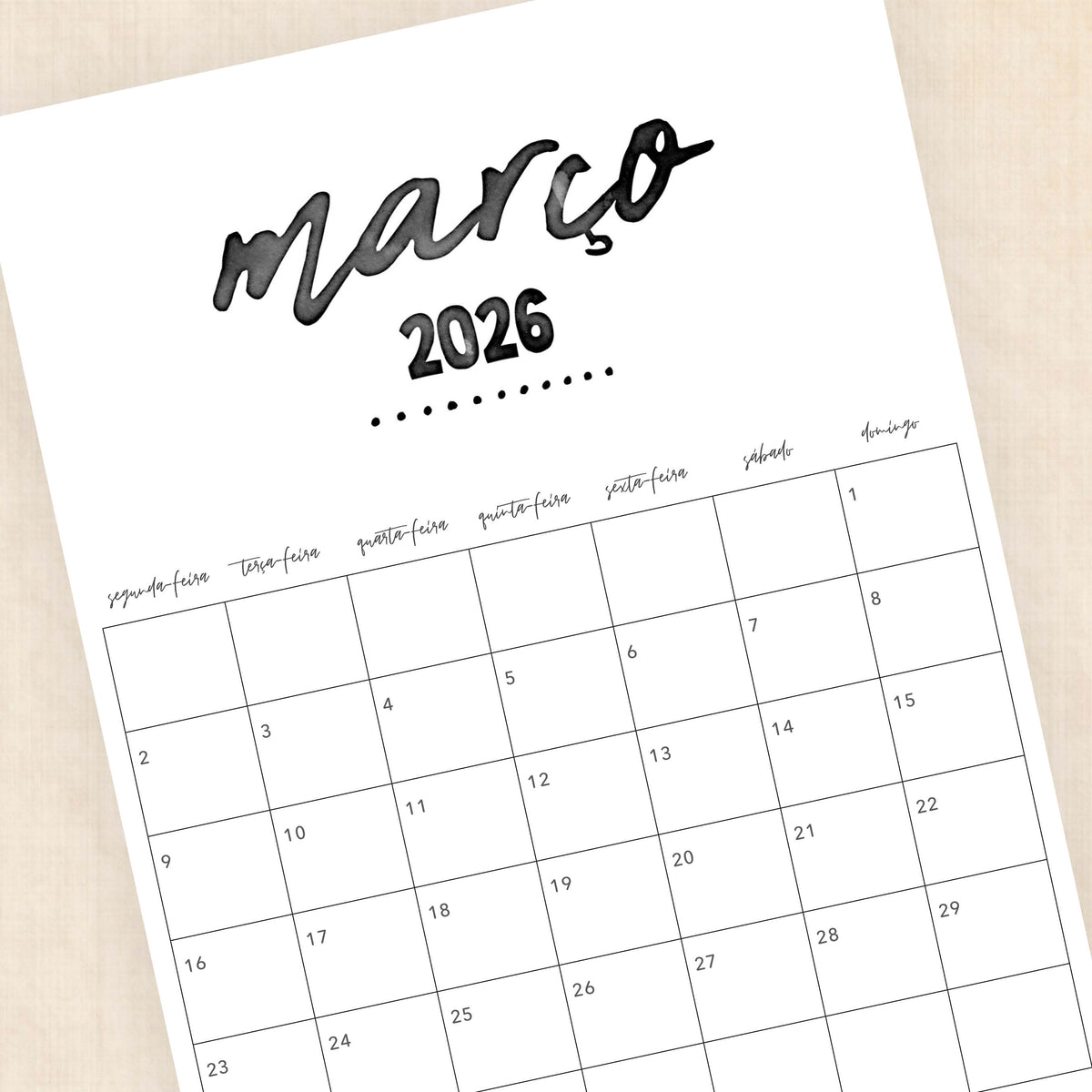 calendário 2026 para imprimir