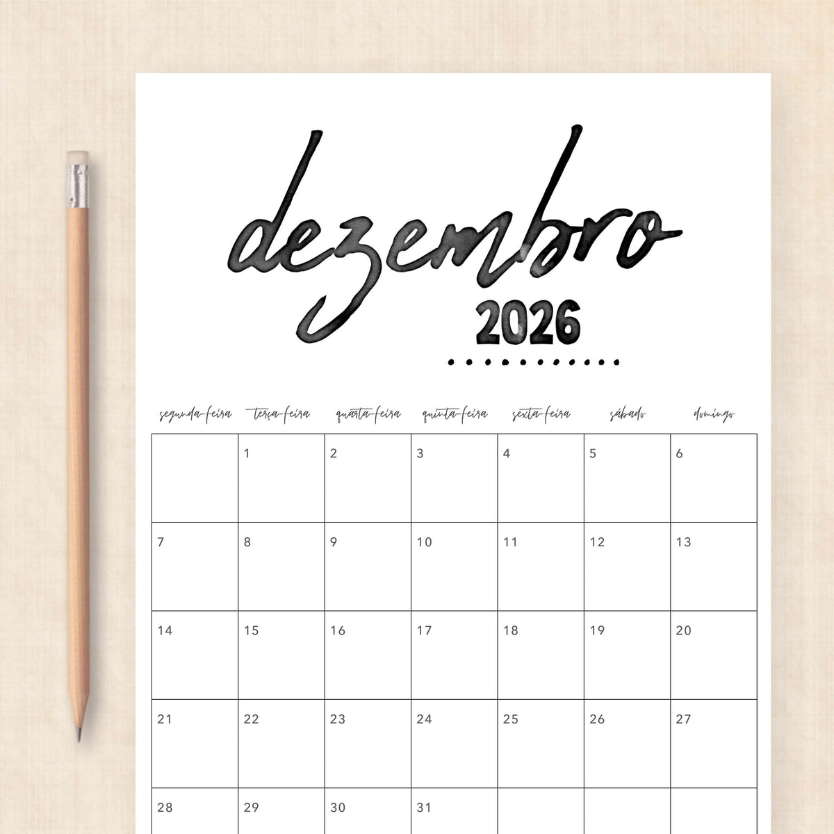 calendário 2026 para imprimir