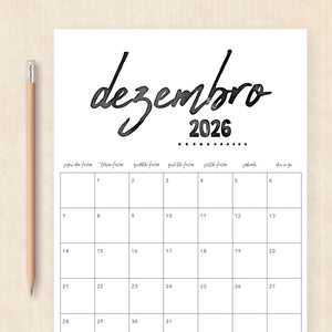 calendário 2026 para imprimir