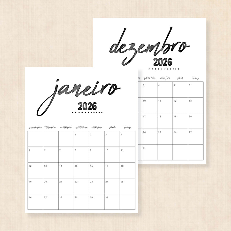 calendário 2026 para imprimir