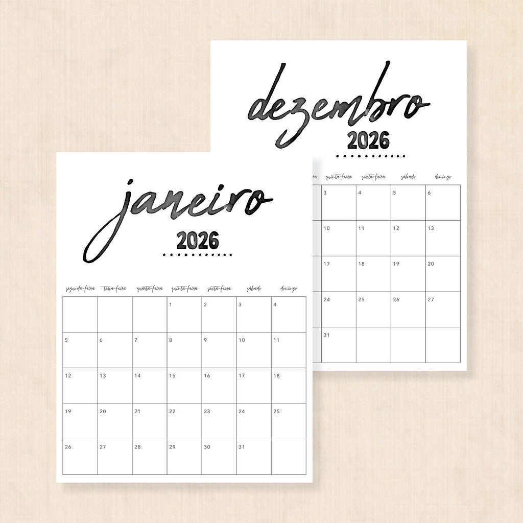 Calendário 2026 para imprimir (Português) · Modelos PDF