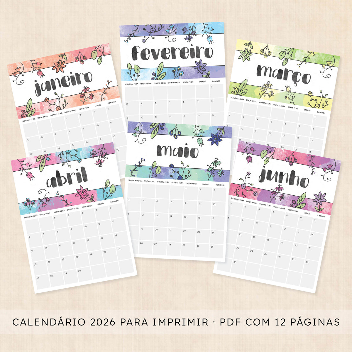 calendário 2026 para imprimir