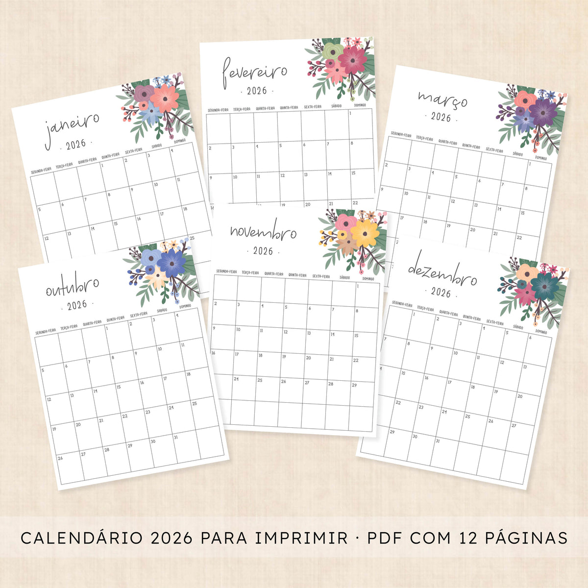 calendário 2026 para imprimir