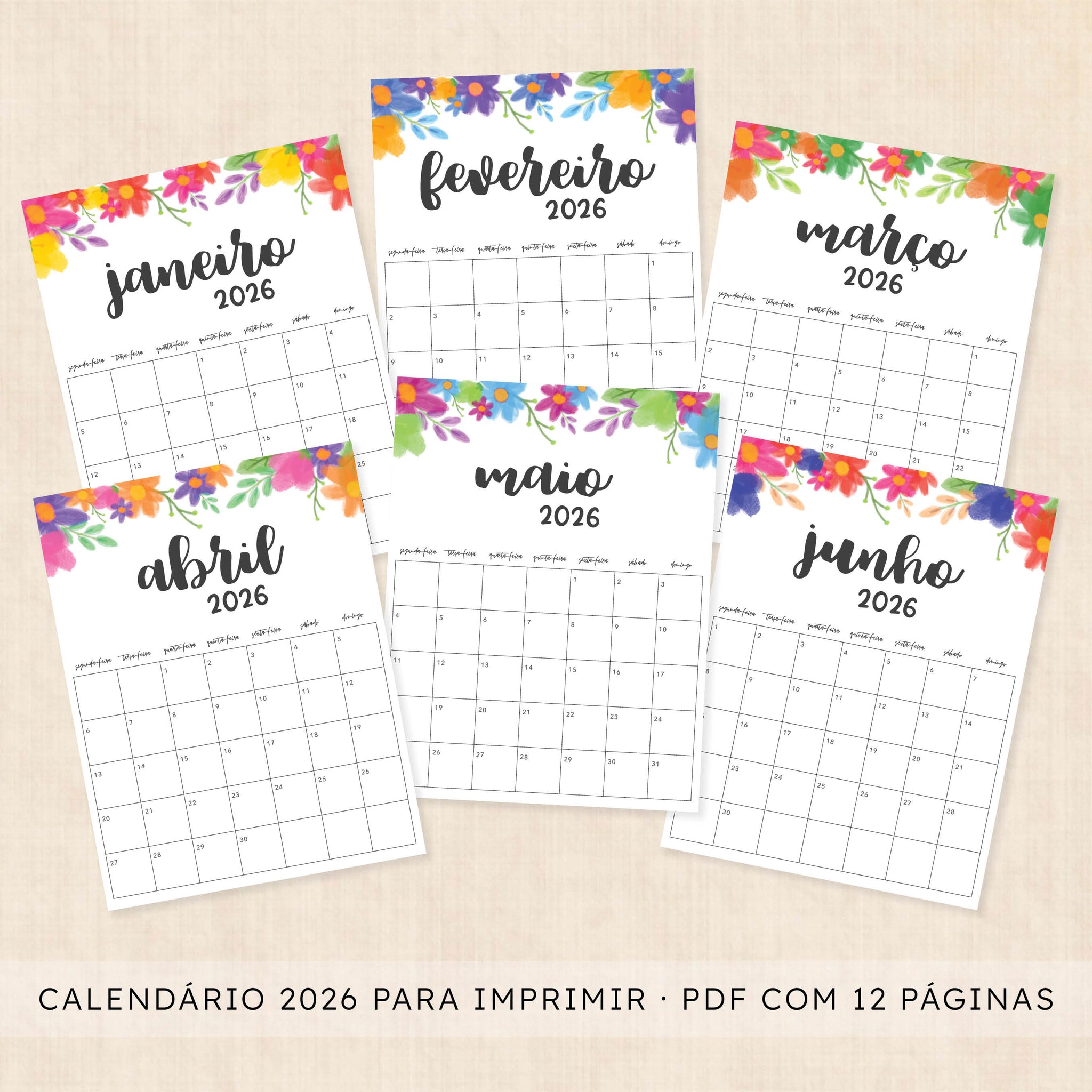 calendário 2026 para imprimir