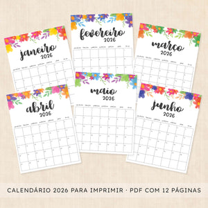 calendário 2026 para imprimir