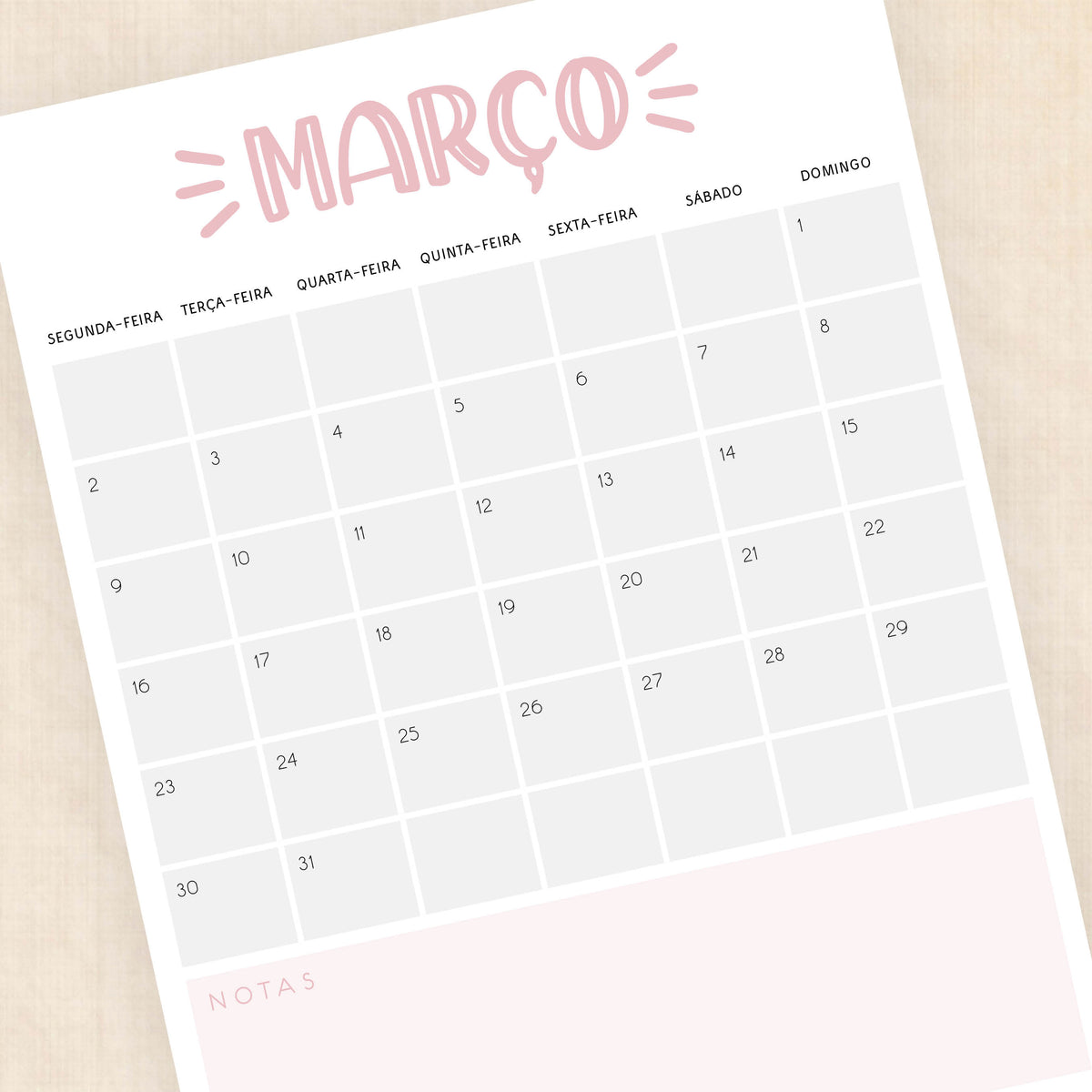 calendário 2026 para imprimir