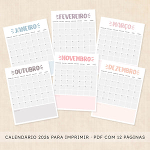 calendário 2026 para imprimir