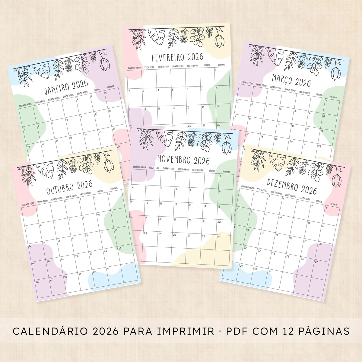 calendário 2026 para imprimir