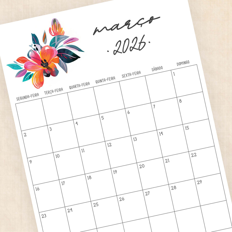 calendário 2026 para imprimir