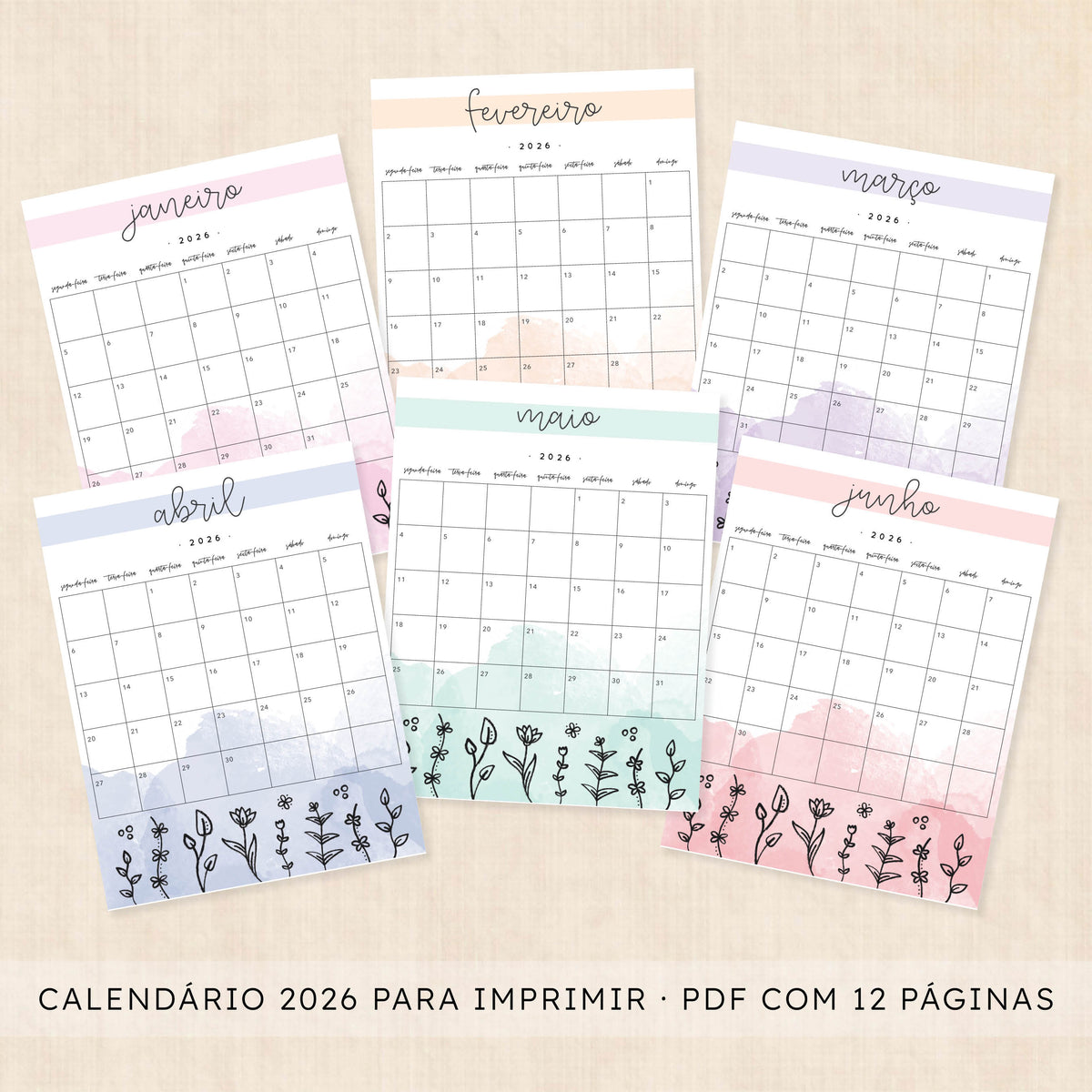 calendário 2026 para imprimir