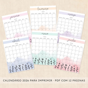 calendário 2026 para imprimir