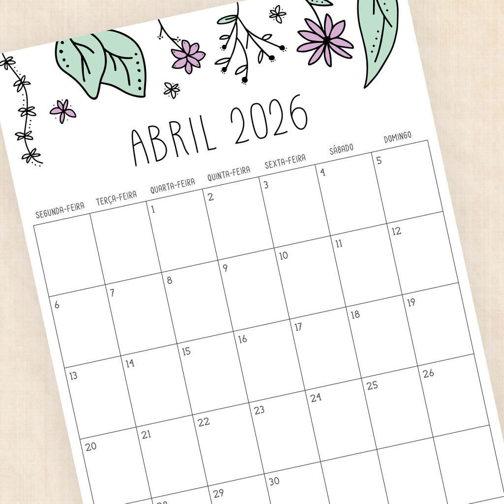 calendário 2026 para imprimir