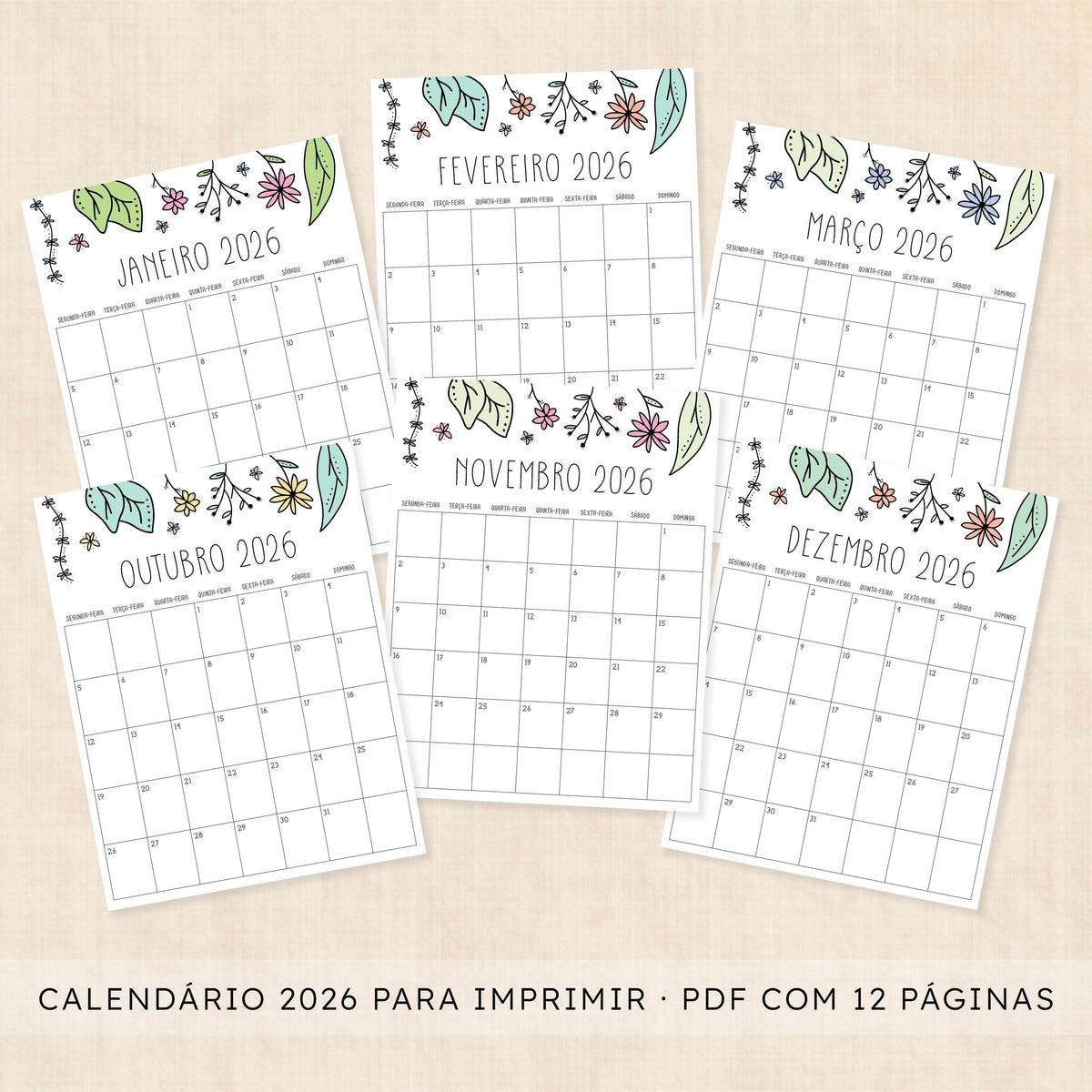 calendário 2026 para imprimir