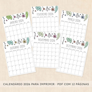 calendário 2026 para imprimir