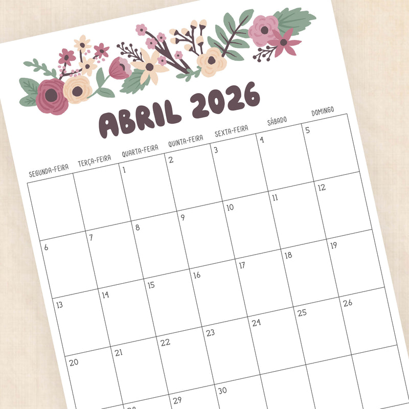 calendário 2026 para imprimir