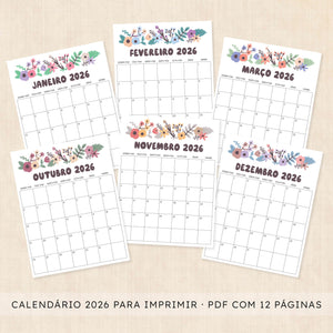 calendário 2026 para imprimir