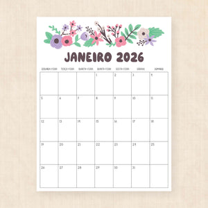 calendário 2026 para imprimir
