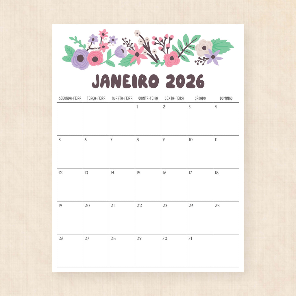 calendário 2026 para imprimir