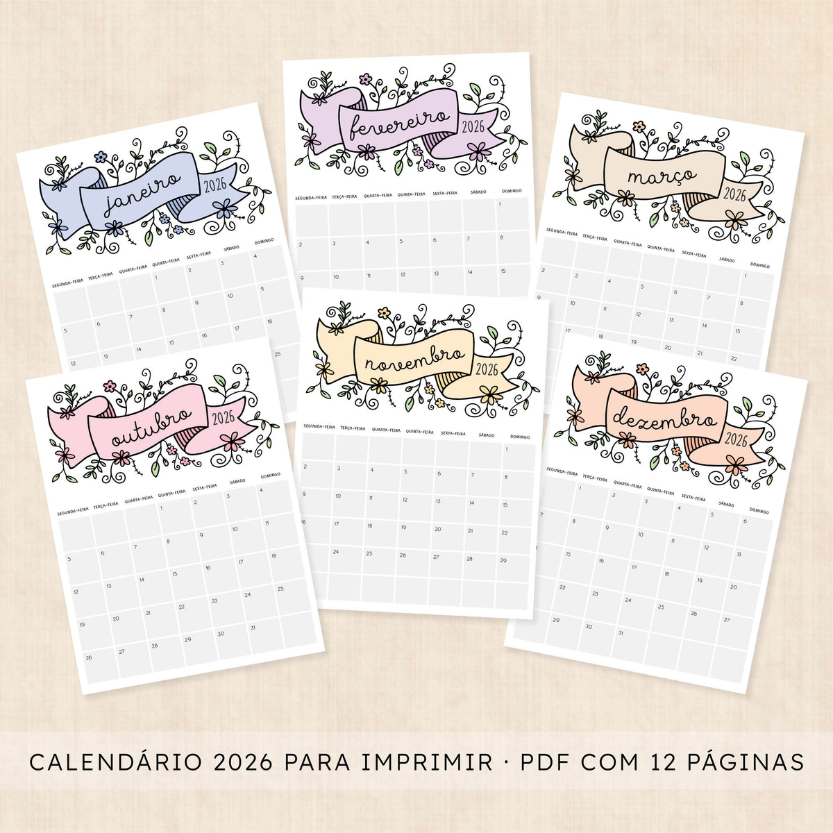 calendário 2026 para imprimir