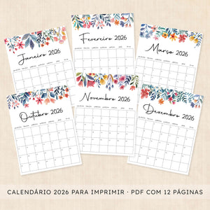 calendário 2026 para imprimir