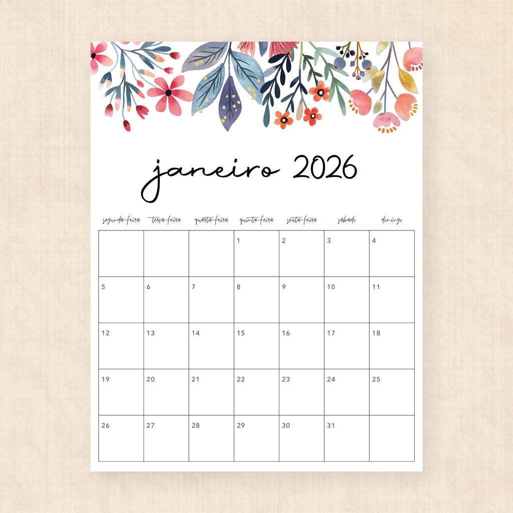 calendário 2026 para imprimir