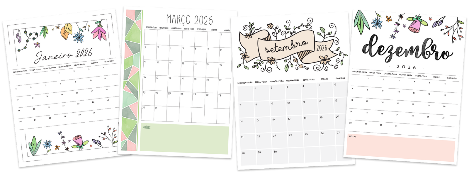 calendário 2026 para imprimir