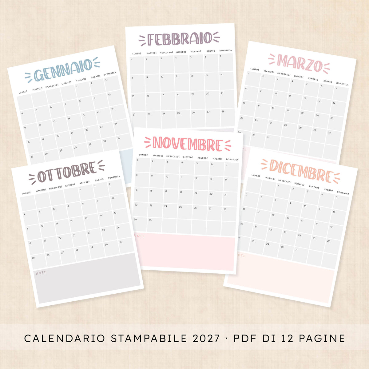 calendario 2027 da stampare