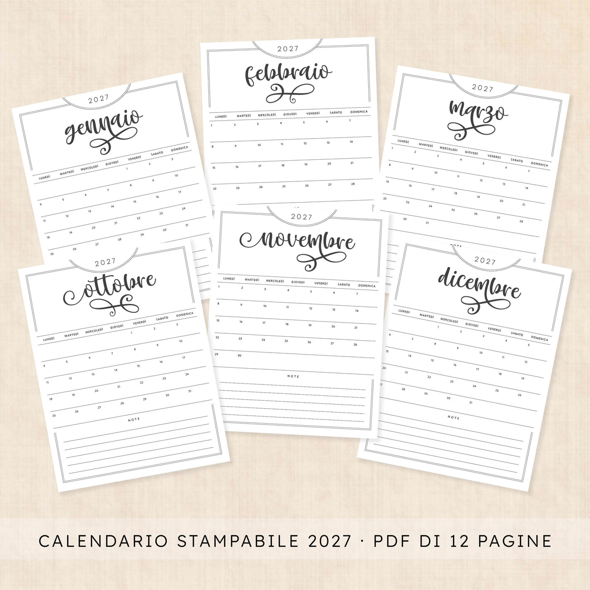 calendario 2027 da stampare