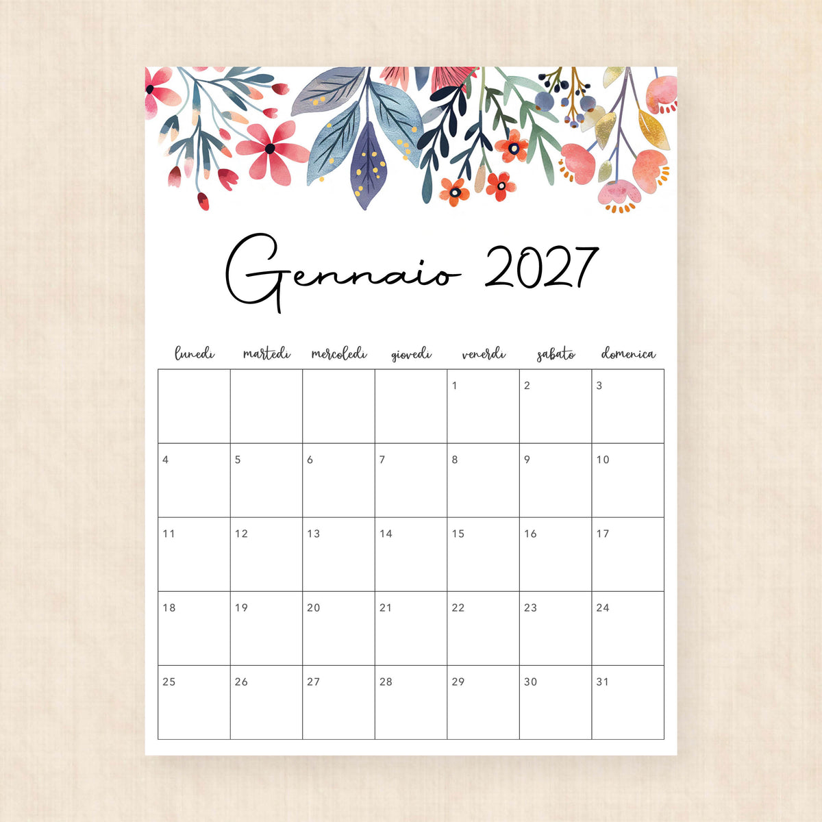 calendario 2027 da stampare