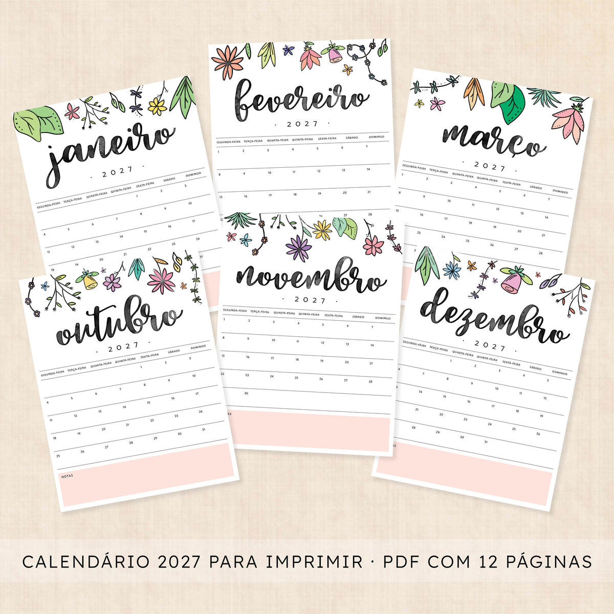 calendário 2027 para imprimir