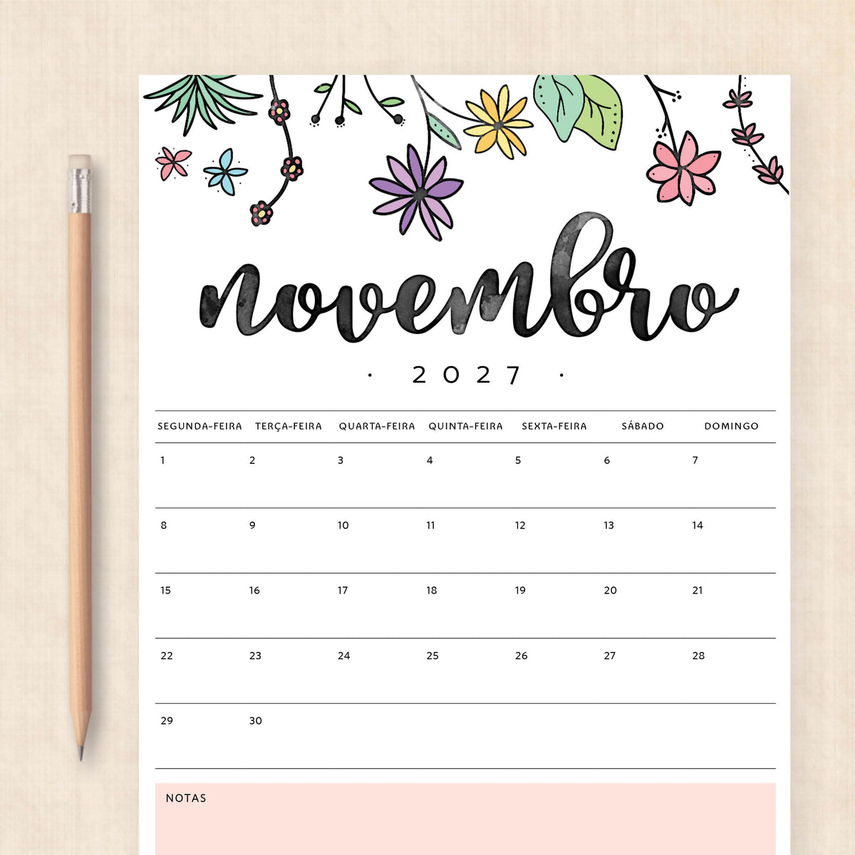 calendário 2027 para imprimir
