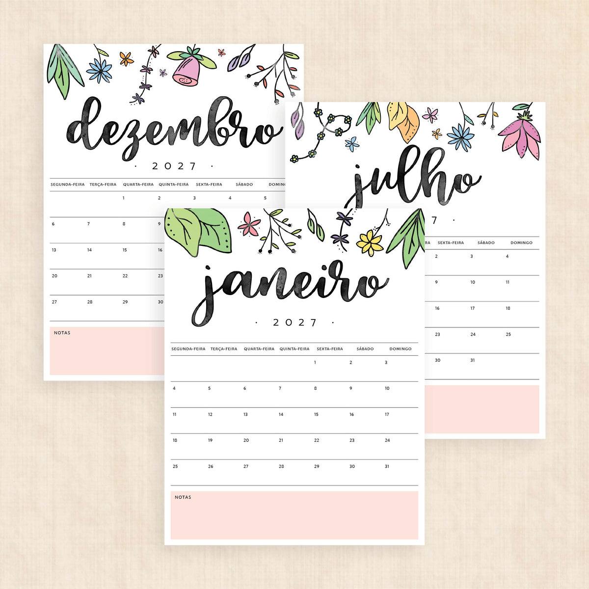 calendário 2027 para imprimir
