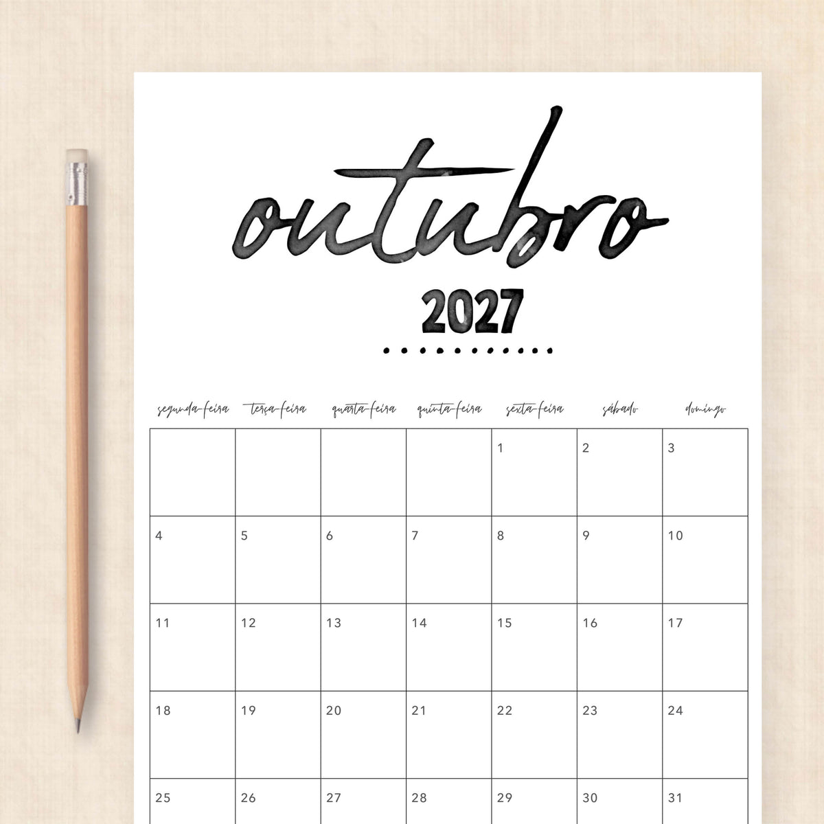calendário 2027 para imprimir