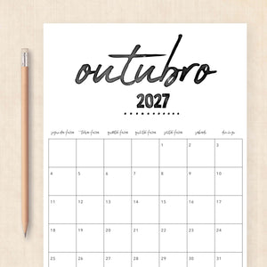 calendário 2027 para imprimir
