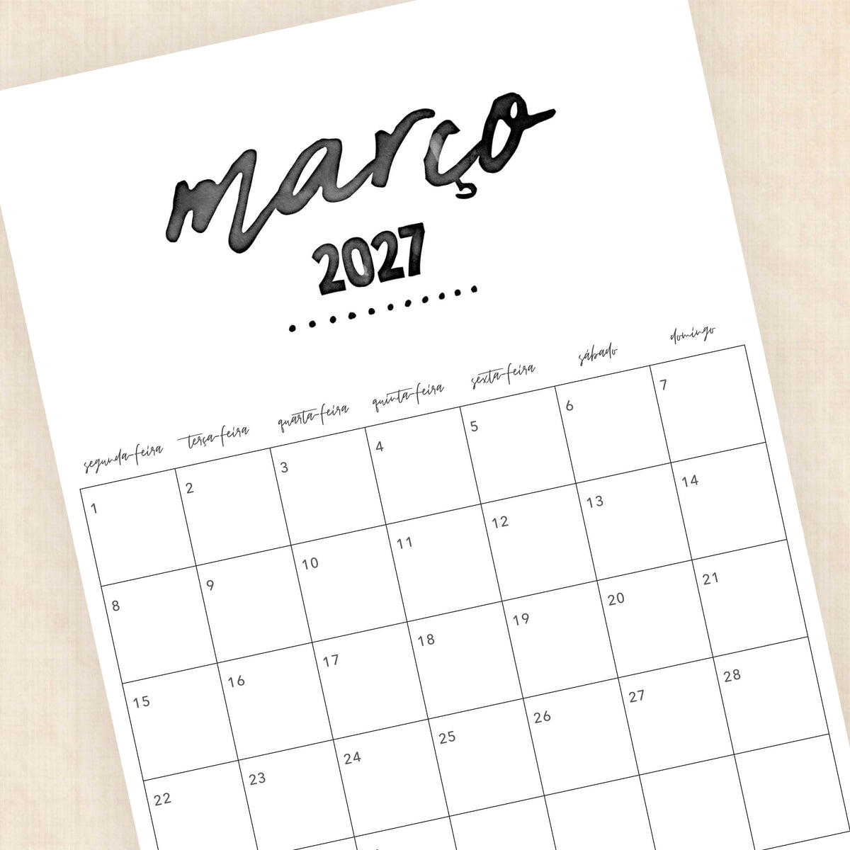 calendário 2027 para imprimir