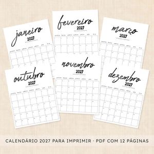 calendário 2027 para imprimir