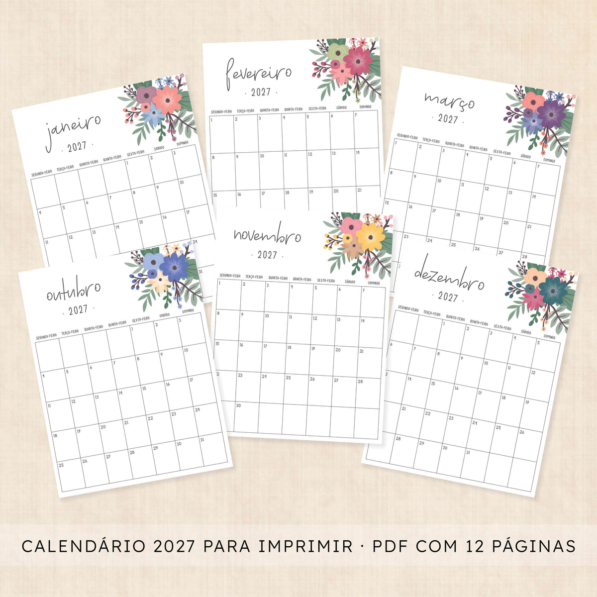 calendário 2027 para imprimir