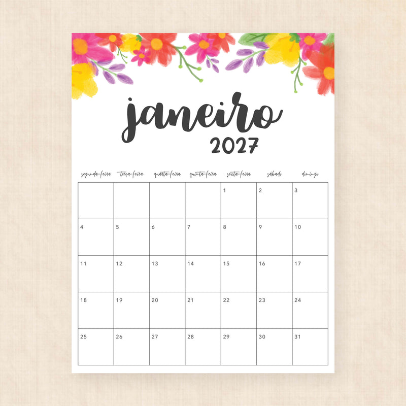 calendário 2027 para imprimir
