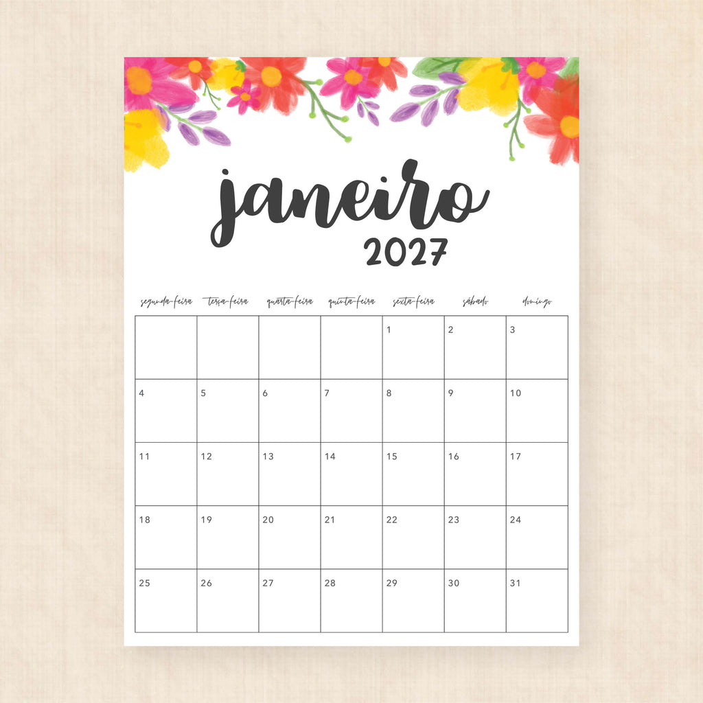 calendário 2027 para imprimir