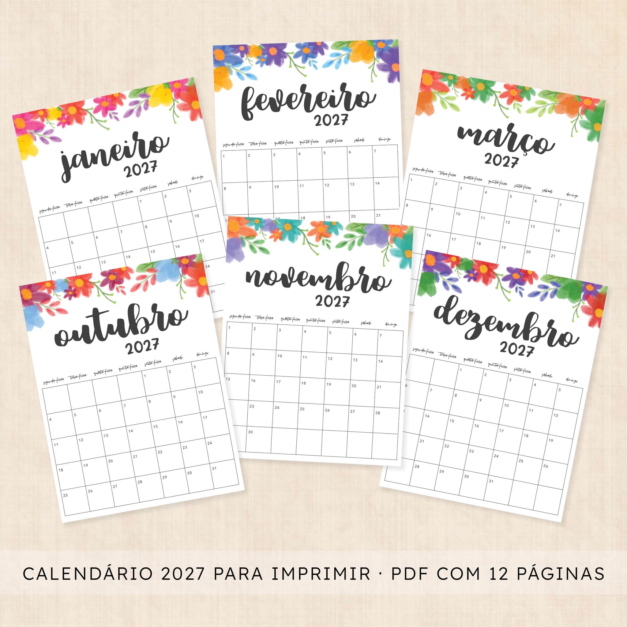 calendário 2027 para imprimir