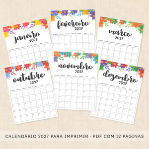 calendário 2027 para imprimir