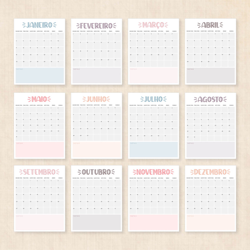 calendário 2027 para imprimir