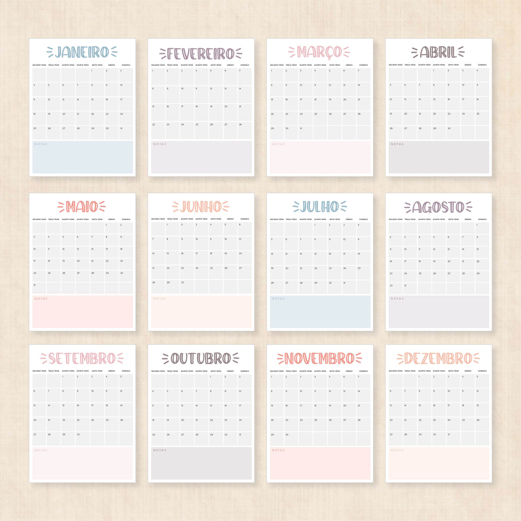 calendário 2027 para imprimir